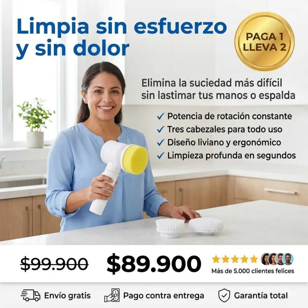 Cepillo Eléctrico Multiusos 360° – Limpia Más Rápido, Sin Esfuerzo y Sin Complicaciones