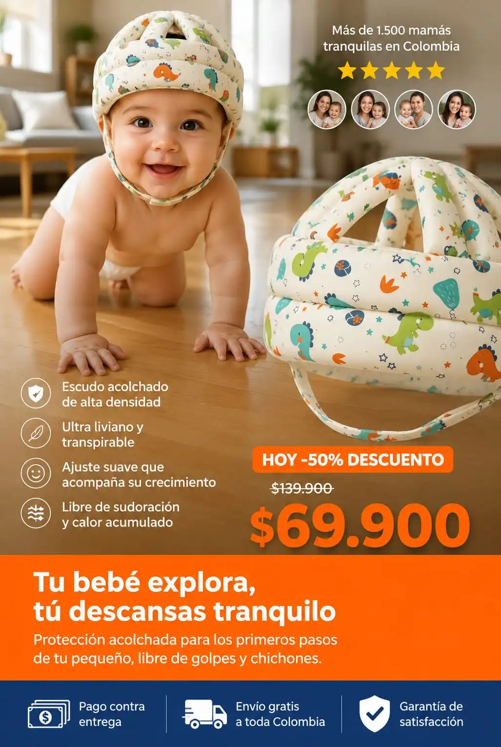 Gorro Protector Antigolpes para Bebé